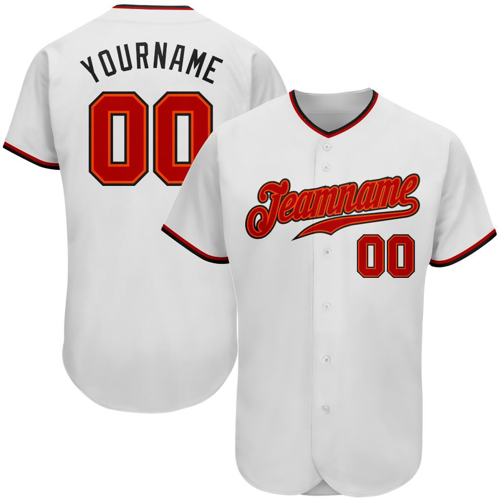 Custom Personalized White Red Black Baseball Jersey