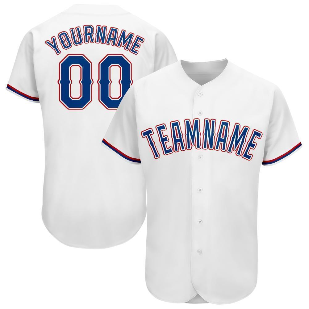 Custom Personalized White Royal Red Baseball Jersey