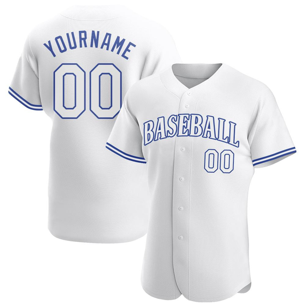Custom Personalized White White Royal Baseball Jersey