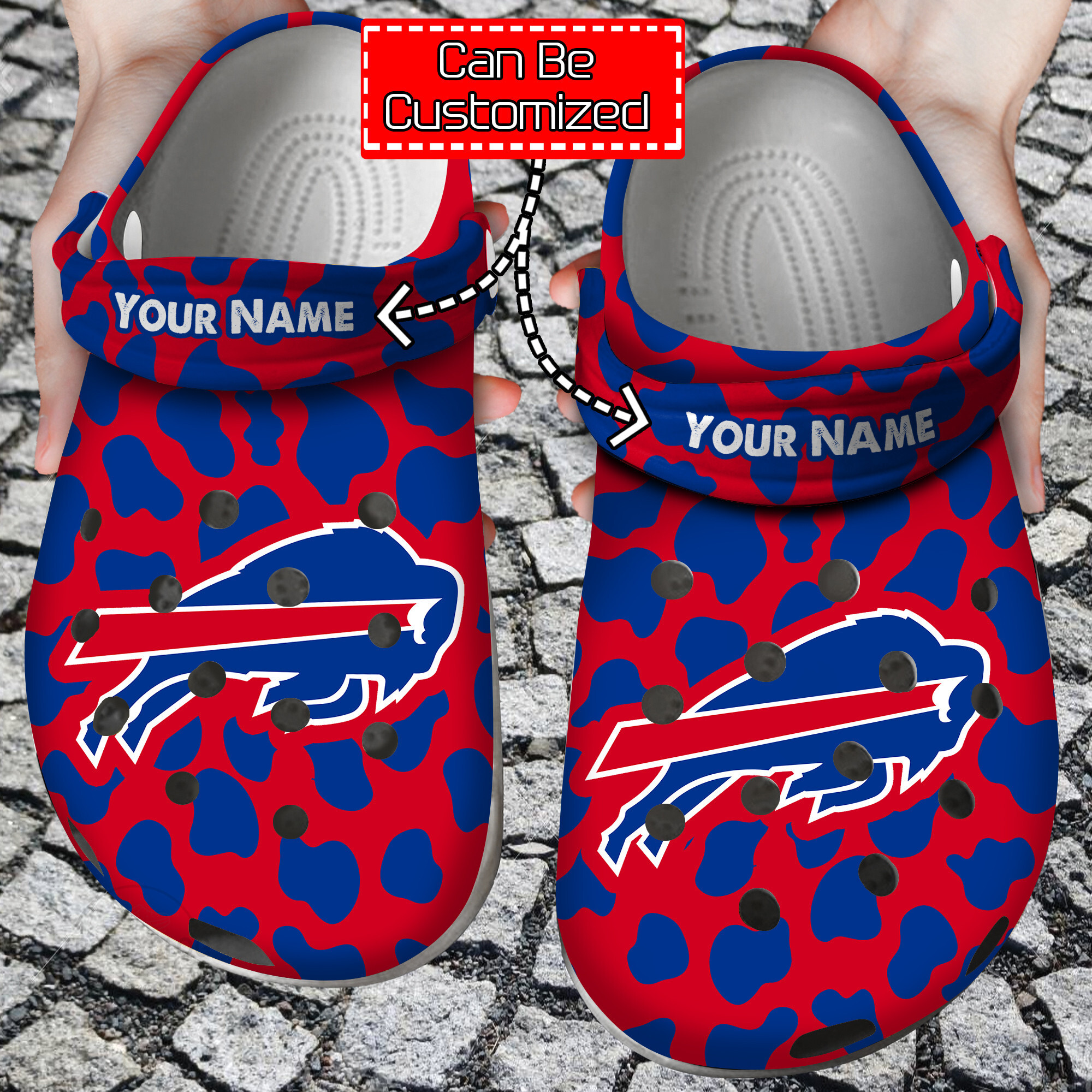 Custom Team Logo  Name Football Cow Animal Print New Crocs Style Clog Shoes