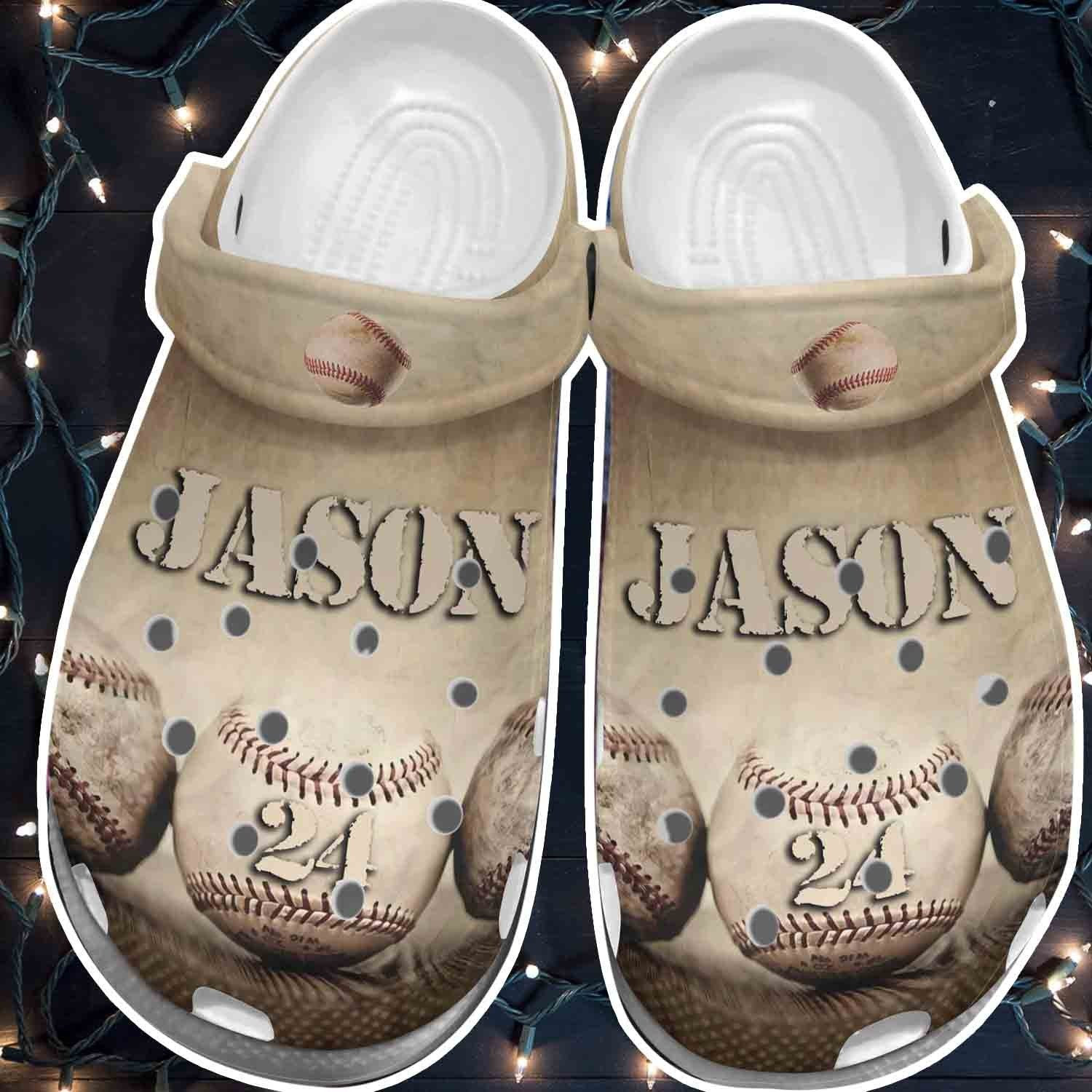 Customize Name Number Shoes - Baseball Ball Crocs Clog For Men Women