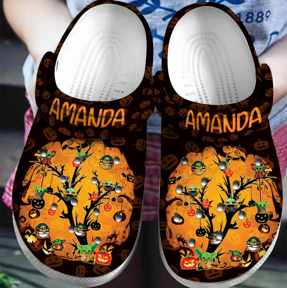 Cute Halloween Tree Grogu For Men And Women Gift For Fan Classic Water Rubber Crocs Clog Shoes Comfy Footwear