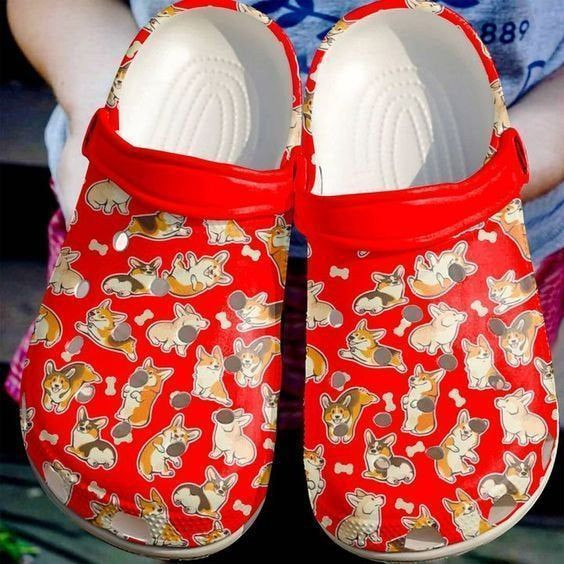 Cute Pembroke Welsh Corgi Rubber Crocs Clog Shoes Comfy Footwear