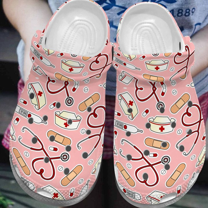 Cute Pink For Nurse Shoes Nurse Crocs Clog Gift For Women Girl Cute
