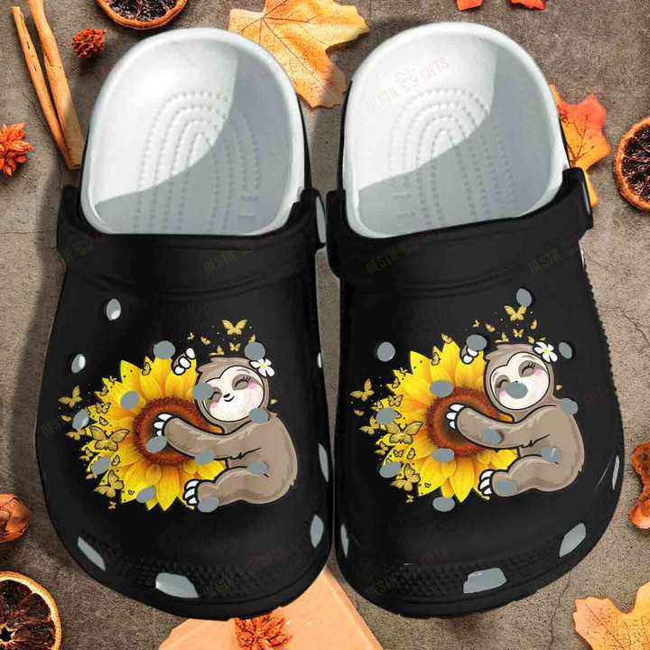 Cute Sloth Loves Sunflower Cancer Autism Awareness Crocs Classic Clogs Shoes