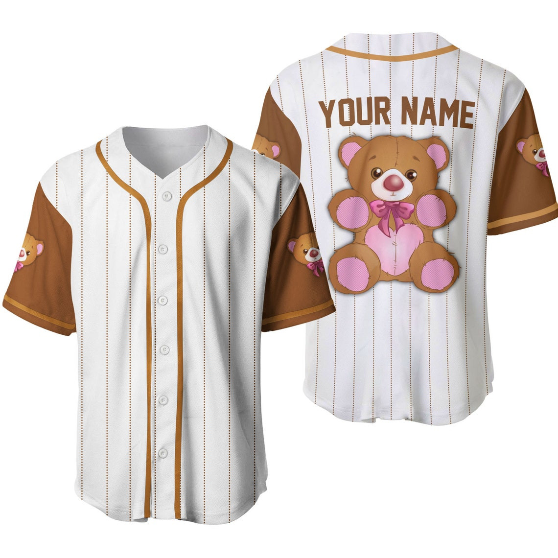 Cute Teddy Bear Baby Shower Party Theme Boy Girl Unisex Cartoon Custom Baseball Jersey Personalized Shirt Men Women