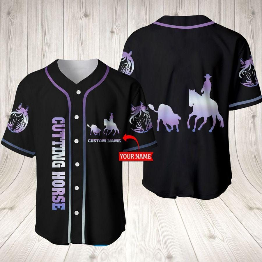 Cutting Horse Hologram Custom Name Baseball Jersey