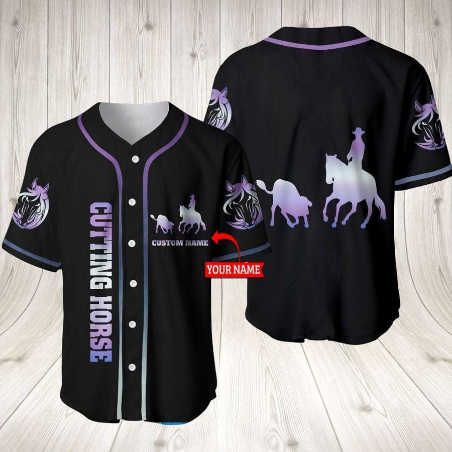 Cutting Horse Hologram Personalized Baseball Jersey