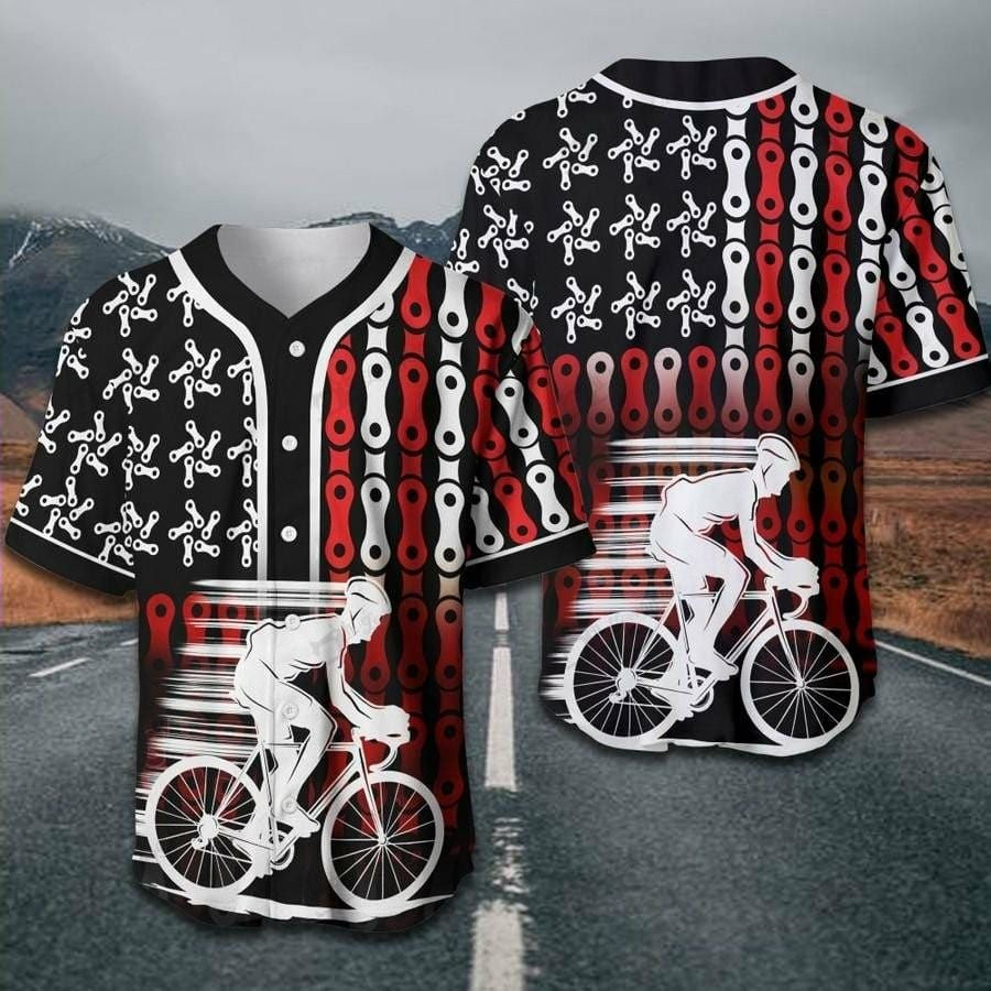 Cycling Bicycle Chain Flag Baseball Jersey