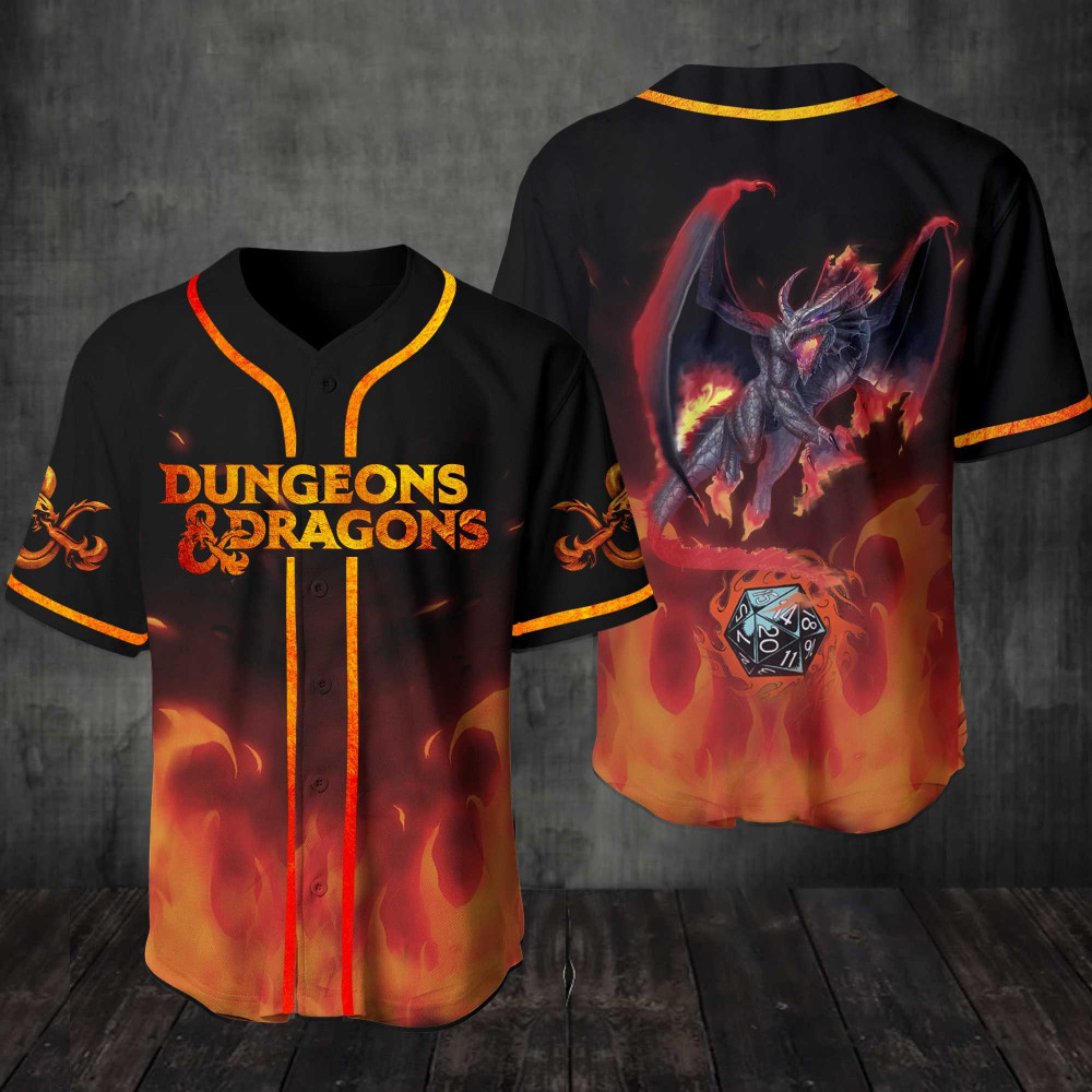 DD Dungeons And Dragons Fire Baseball Jersey