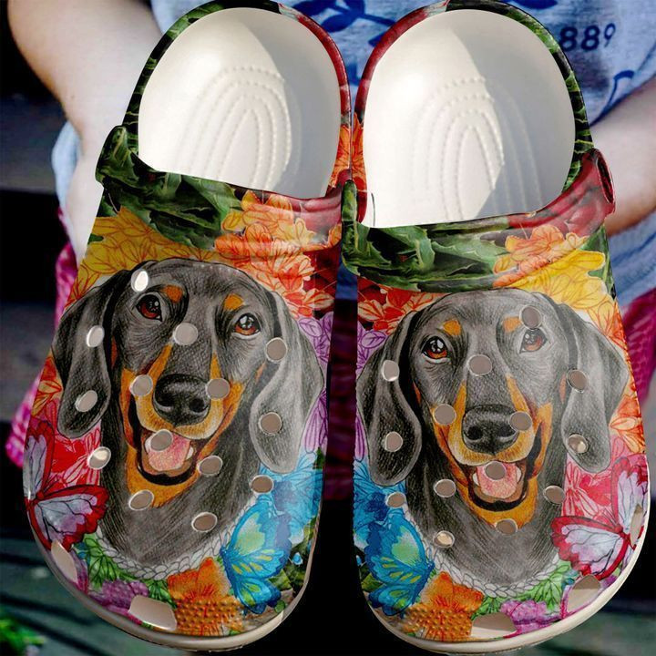 Dachshund Butterfly And Crocs Classic Clogs Shoes