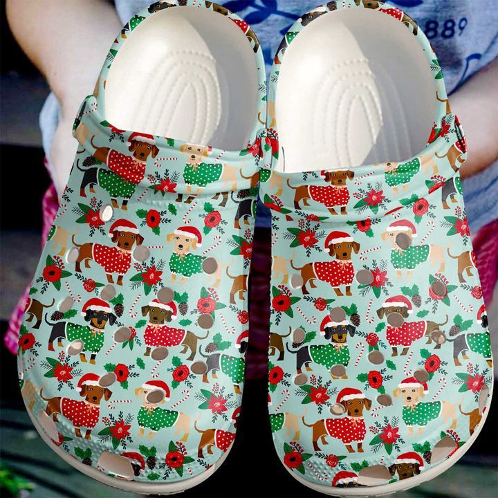 Dachshund Christmas Pattern Crocs Crocband Clog Shoes For Men Women