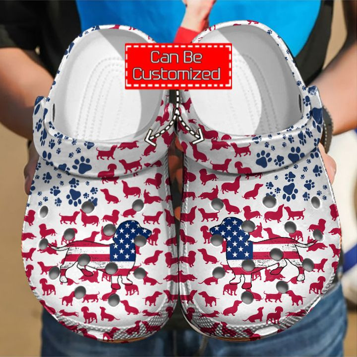 Dachshunds American Flag Crocs Clog Shoes Animal Print Crocs