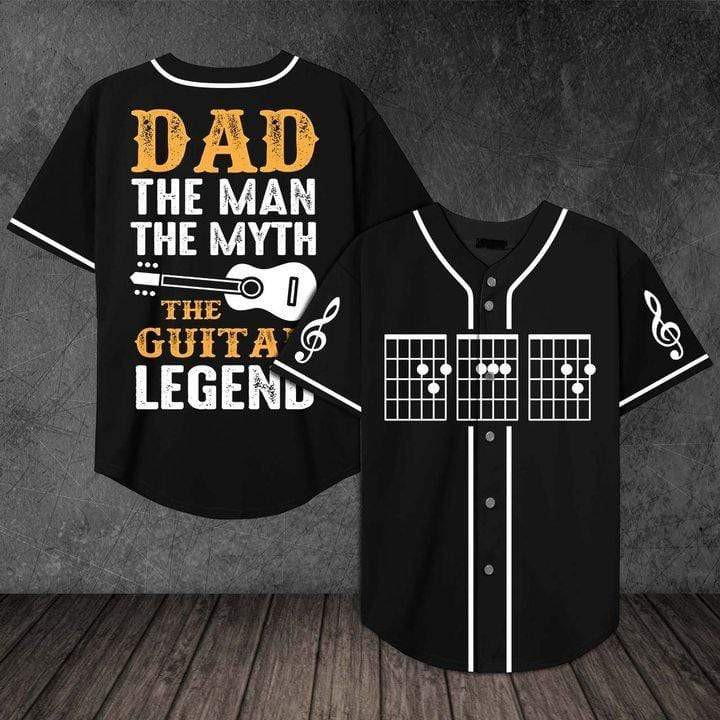Dad The Man The Guitar Legend 3d Personalized 3d Baseball Jersey h, Unisex Jersey Shirt for Men Women