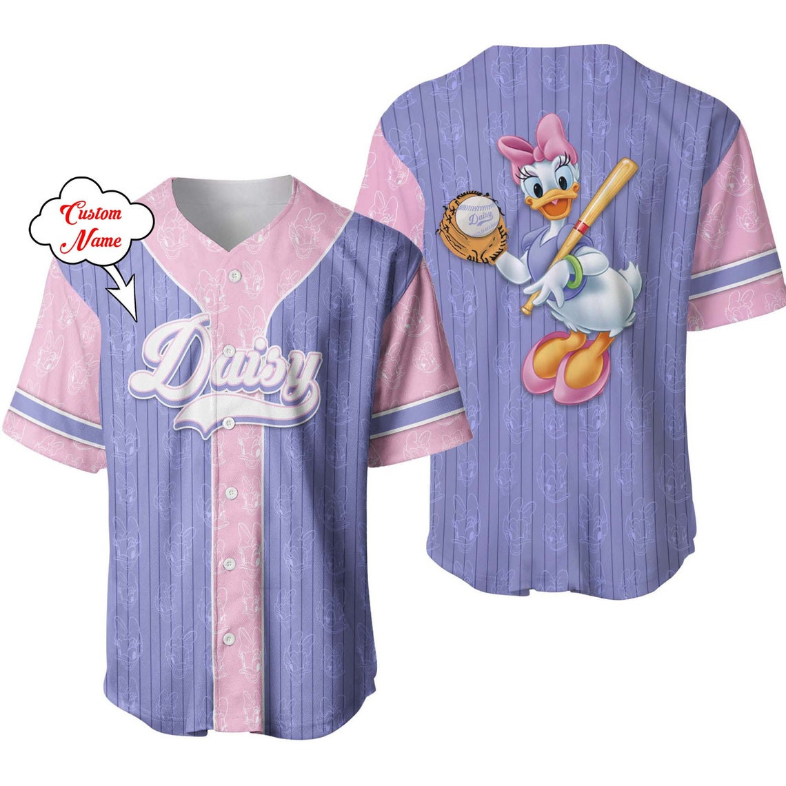 Daisy Duck Personalized Baseball Jersey Disney Unisex Cartoon Custom Baseball Jersey Personalized Shirt Men Women