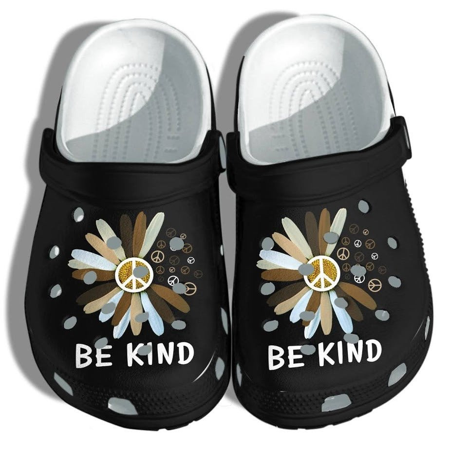 Daisy Flower Brown Be Kind Crocs Shoes Clogs For Black Women - Peace Outdoor Crocs Shoes Clogs Gifts For Black Daughter
