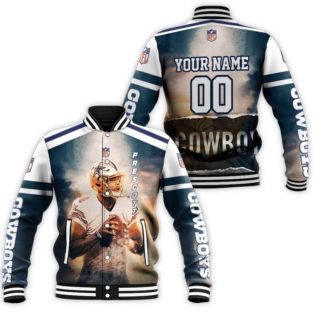 Dak Prescott 4 Dallas Cowboys 3d 1 Personalized Baseball Jacket for Men Women