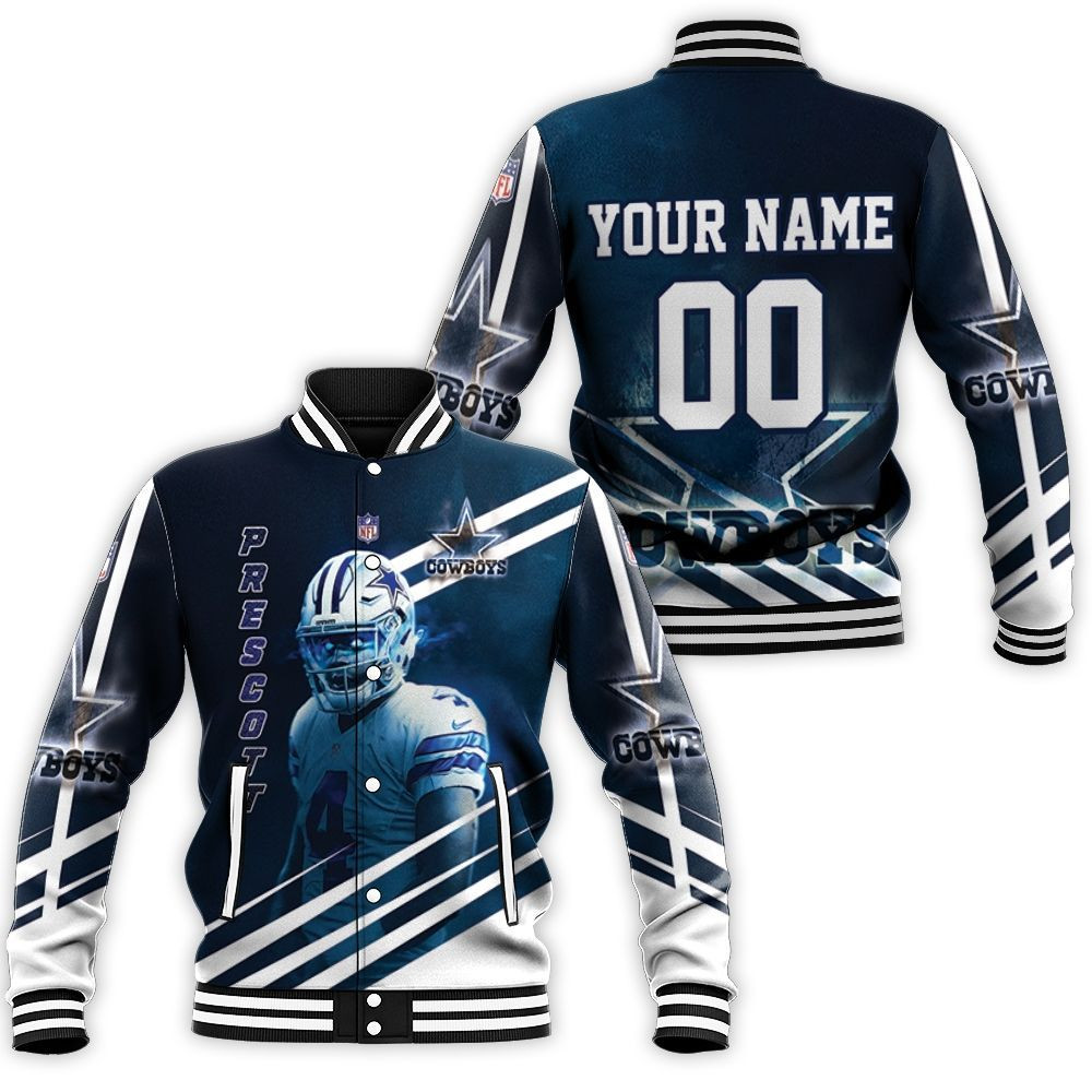 Dak Prescott 4 Dallas Cowboys 3d Personalized Baseball Jacket for Men Women