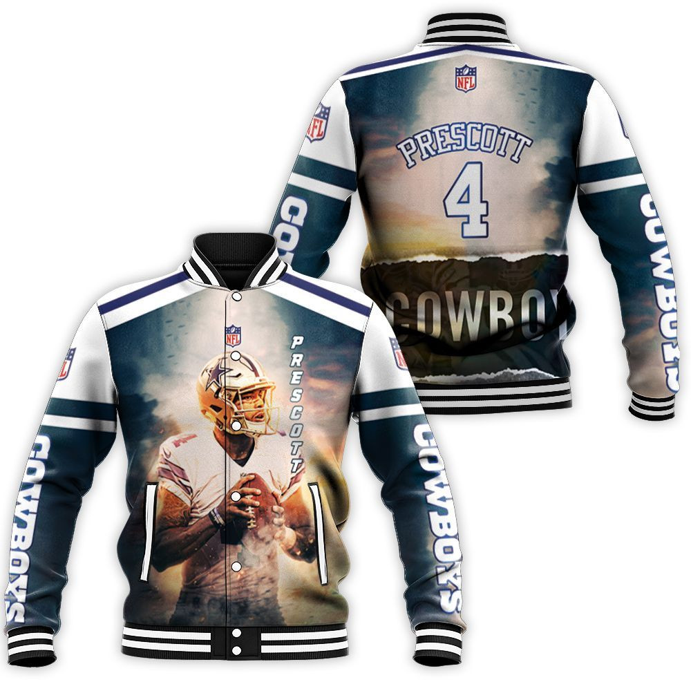 Dak Prescott 4 Dallas Cowboys3d Baseball Jacket for Men Women