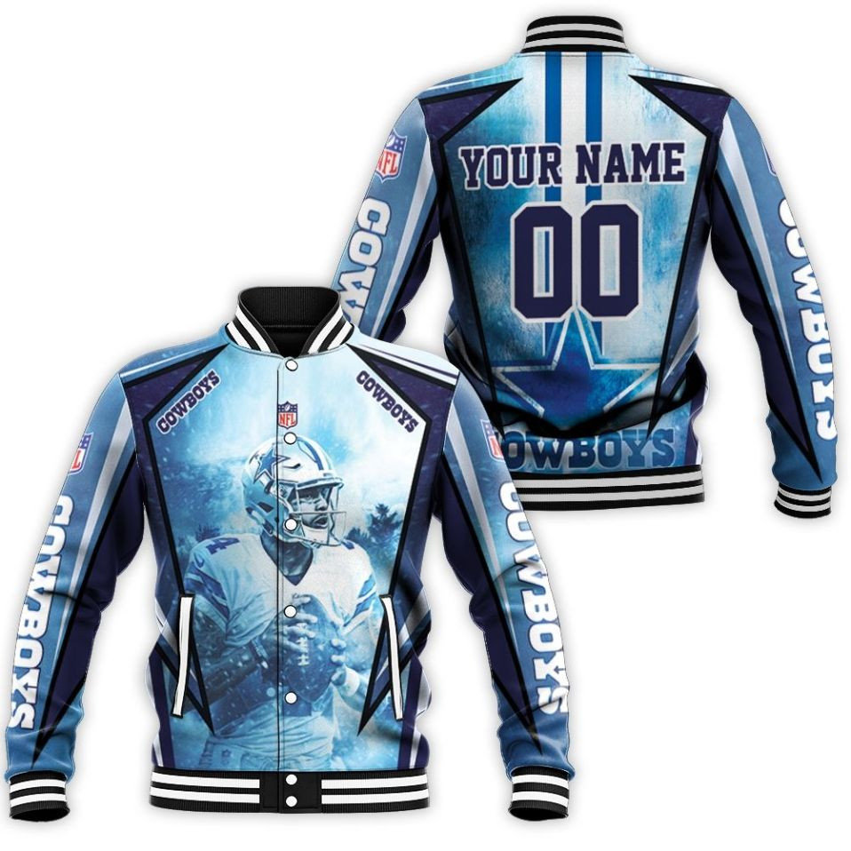 Dallas Cowboys Dak Prescott 4 3d Personalized Baseball Jacket for Men Women