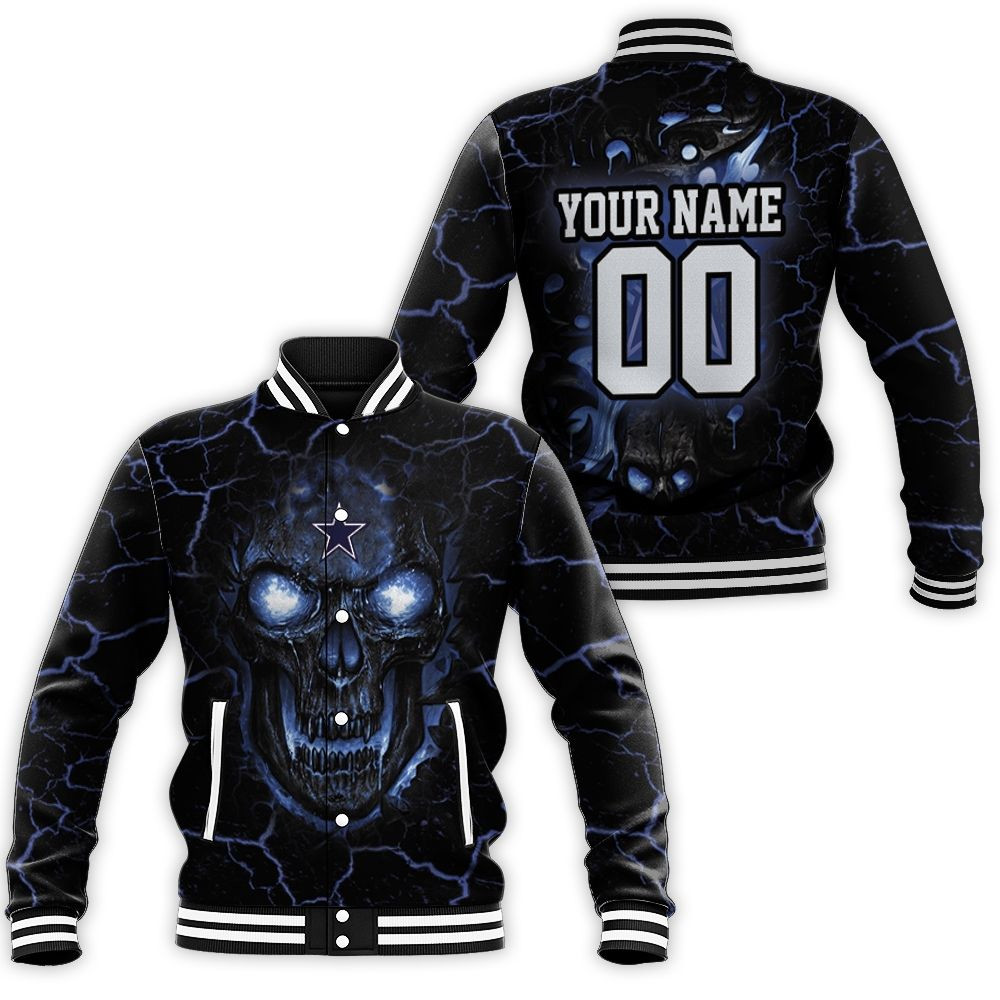 Dallas Cowboys Skull 3d Personalized Baseball Jacket for Men Women