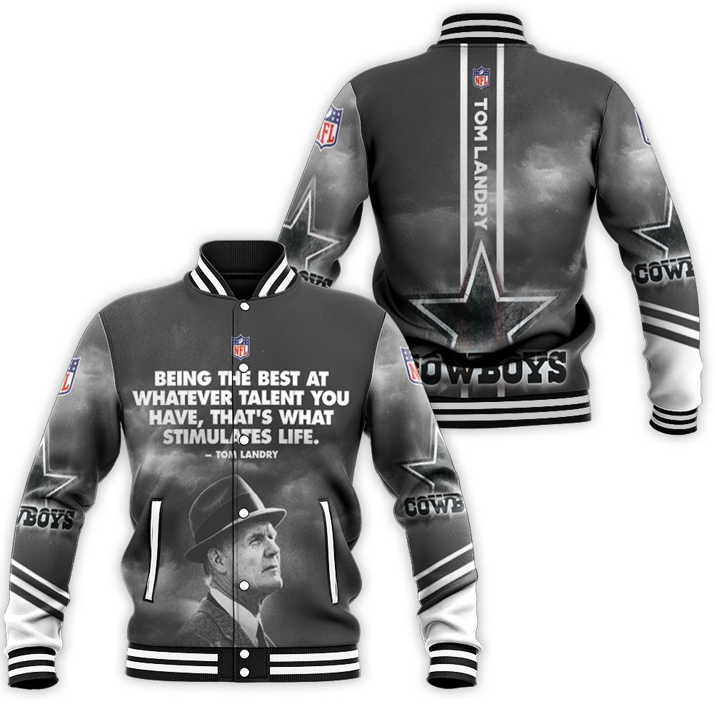 Dallas Cowboys Tom Landry Quote 3d Baseball Jacket for Men Women