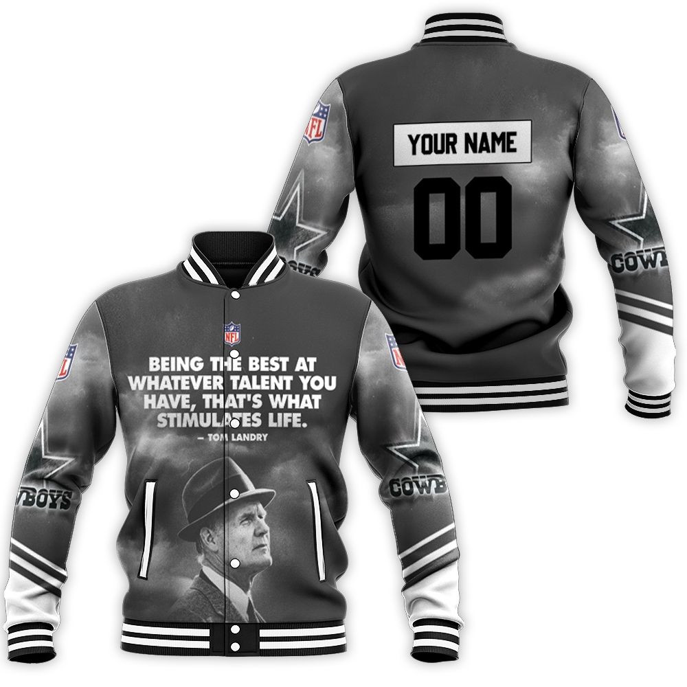 Dallas Cowboys Tom Landry Quote Personalized Baseball Jacket for Men Women