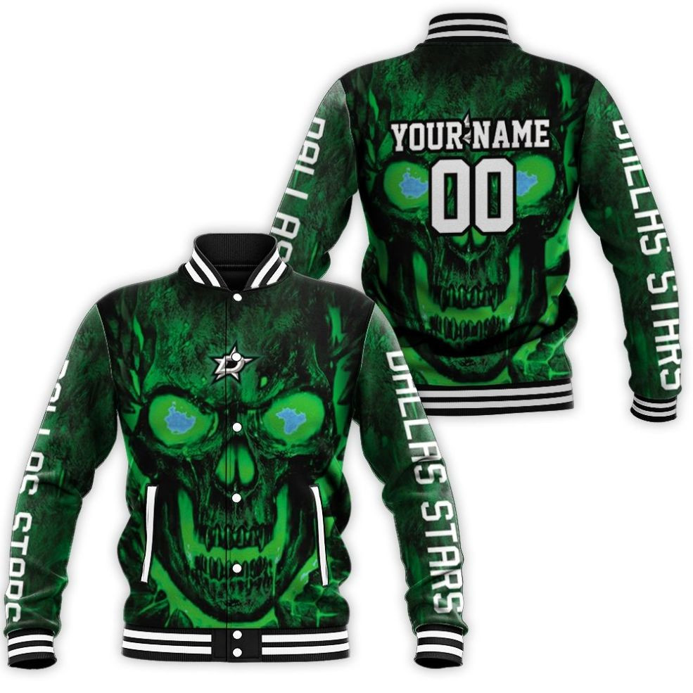 Dallas Stars Skull 3d Personalized Baseball Jacket for Men Women