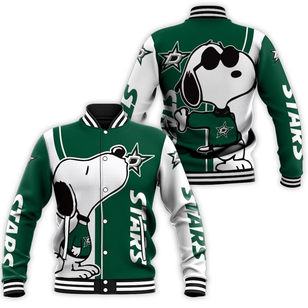 Dallas Stars Snoopy Lover 3d Printed Baseball Jacket for Men Women