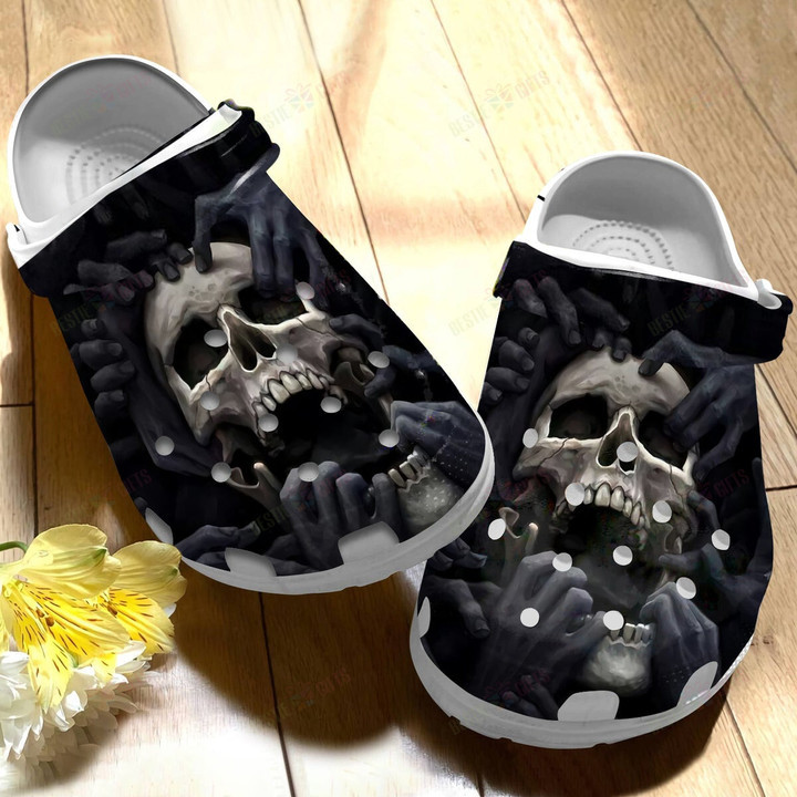 Dark Skull Crocs Classic Clogs Shoes