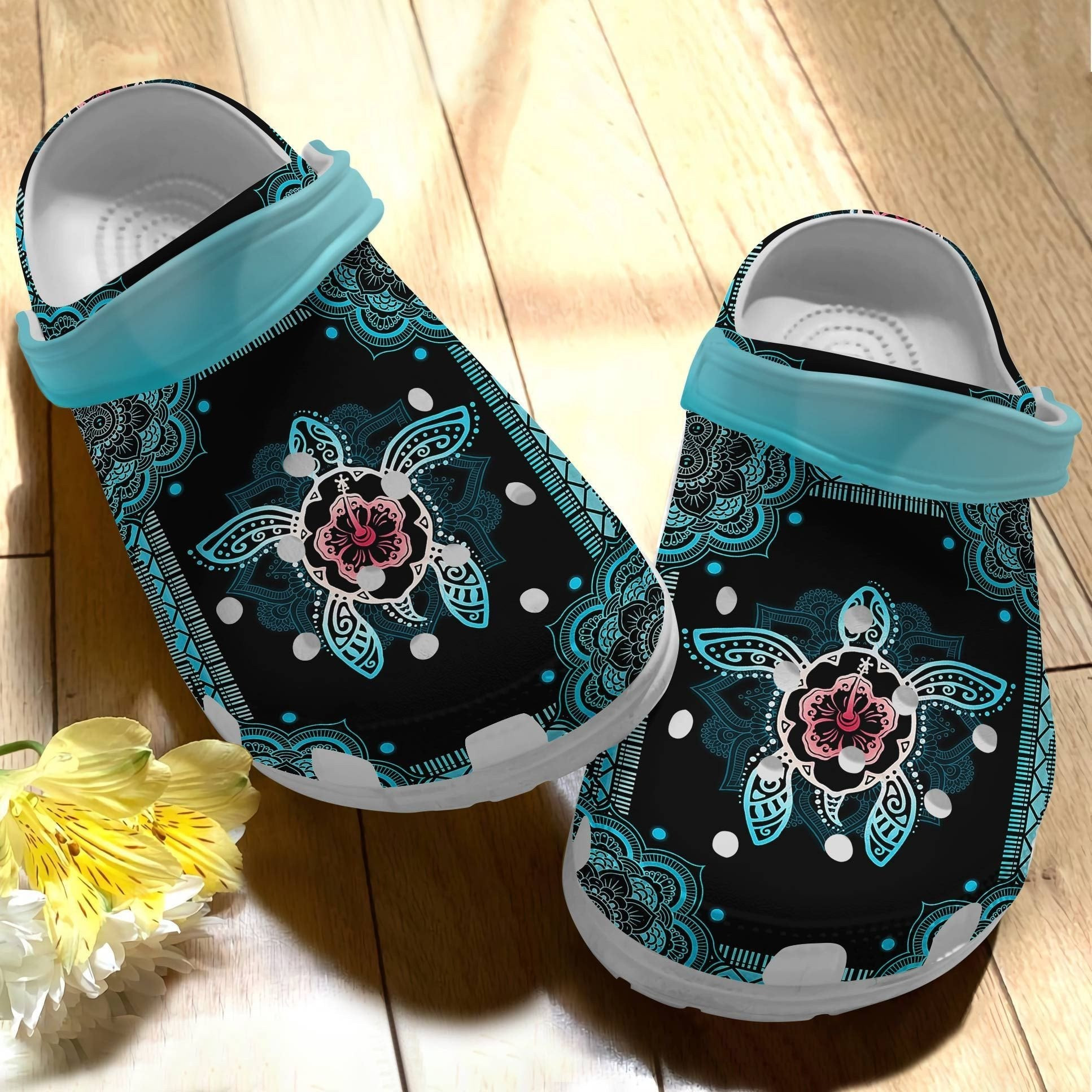 Decorative Turtle Yoga Pattern Peace Shoes Crocs – Sea Turtle Crocbland Clog For Women Men