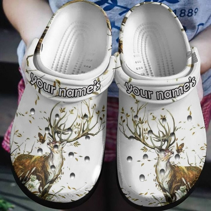 Deer And Butterfly In Autumn Wind Shoes Crocs Clog Gift DR