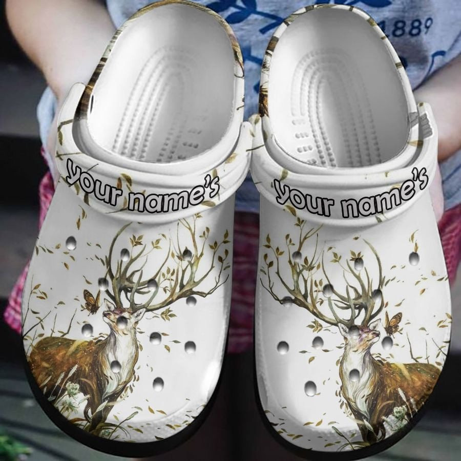 Deer And Butterfly In Autumn Wind Shoes Crocs Clog Gift