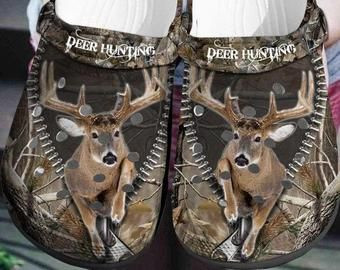Deer Hunting Crocs 3D Printed Deer Crocs Crocband Clog Gift For Hunting Water Shoes Classic Clogs