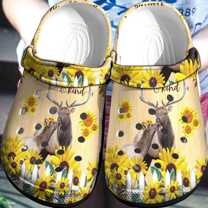 Deer Sunflowers Cute Shoes Happy Deer Be Kind Crocs Clog Deer