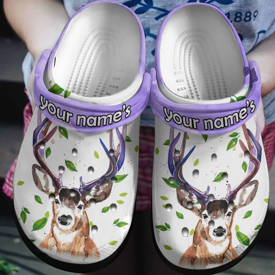 Deer With Roses Crocs Clog Shoes Birthday Thanksgiving Gift