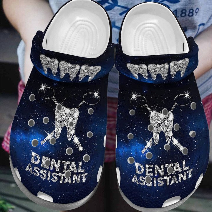 Dental Assistant Shoes Twinkle Galaxy Teeth Crocs Clog Gift Twinkle