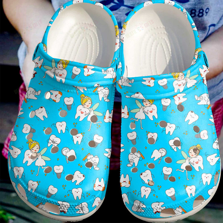 Dentist And Cute Teeth Pattern Crocs Classic Clogs Shoes