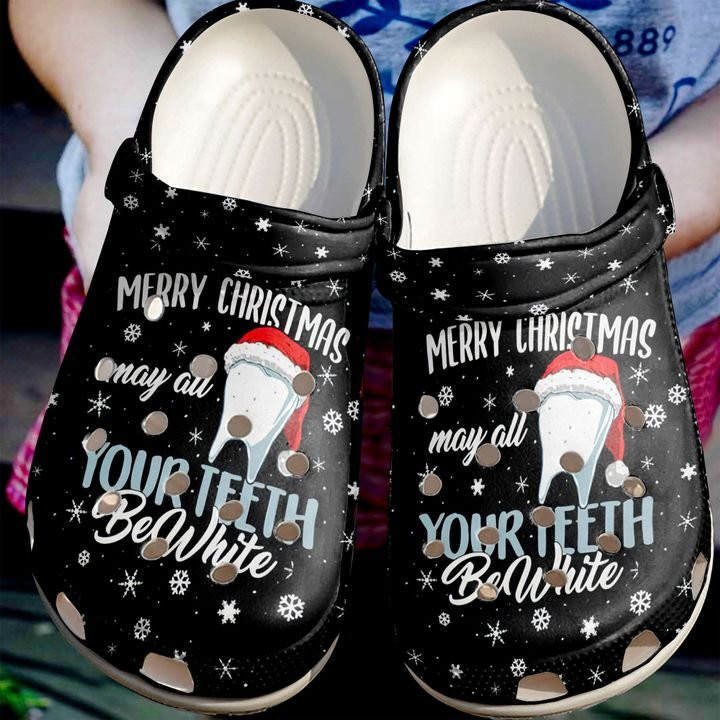Dentist May All Your Teeth Be White Christmas Santa Hat Crocs Crocband Clog Shoes For Men Women