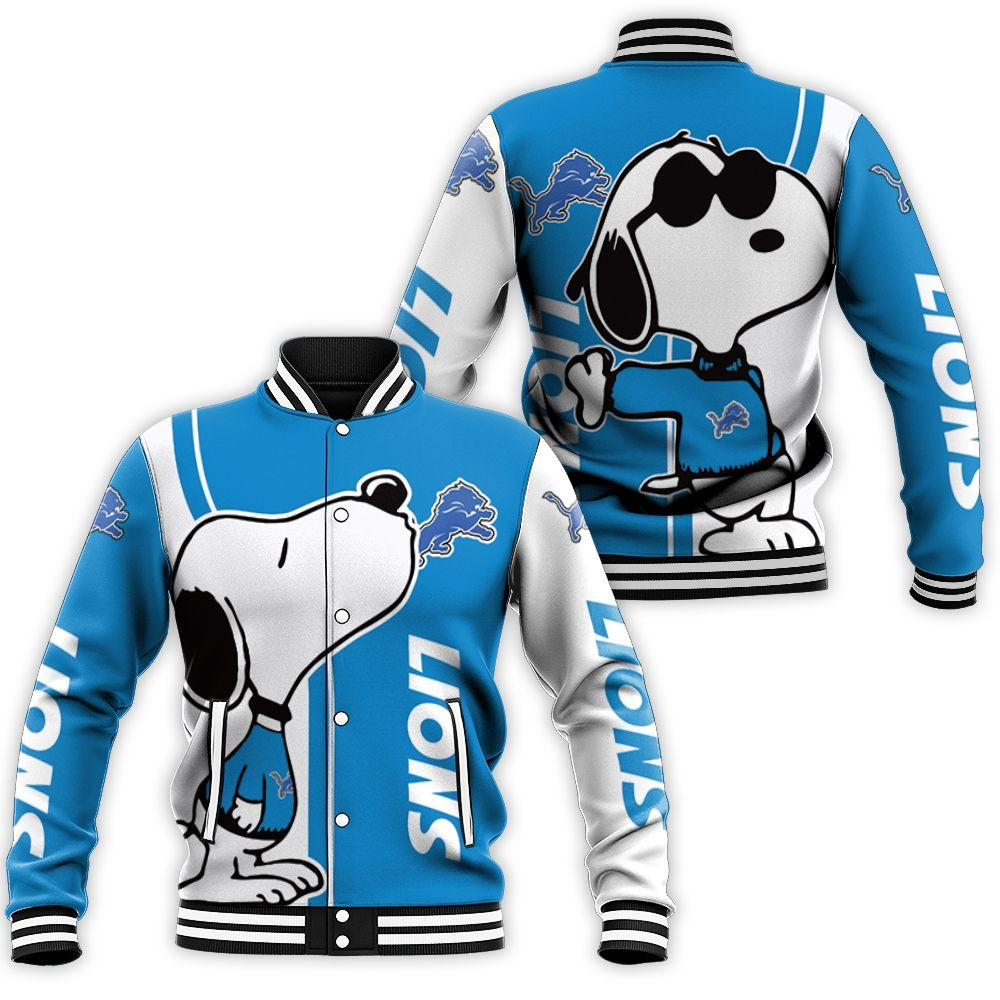 Detroit Lions Snoopy Lover 3d Printed Baseball Jacket for Men Women