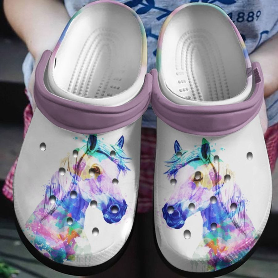 Diamond Horse Head Painting Crocs Shoes Crocbland Clog Gifts For Girl