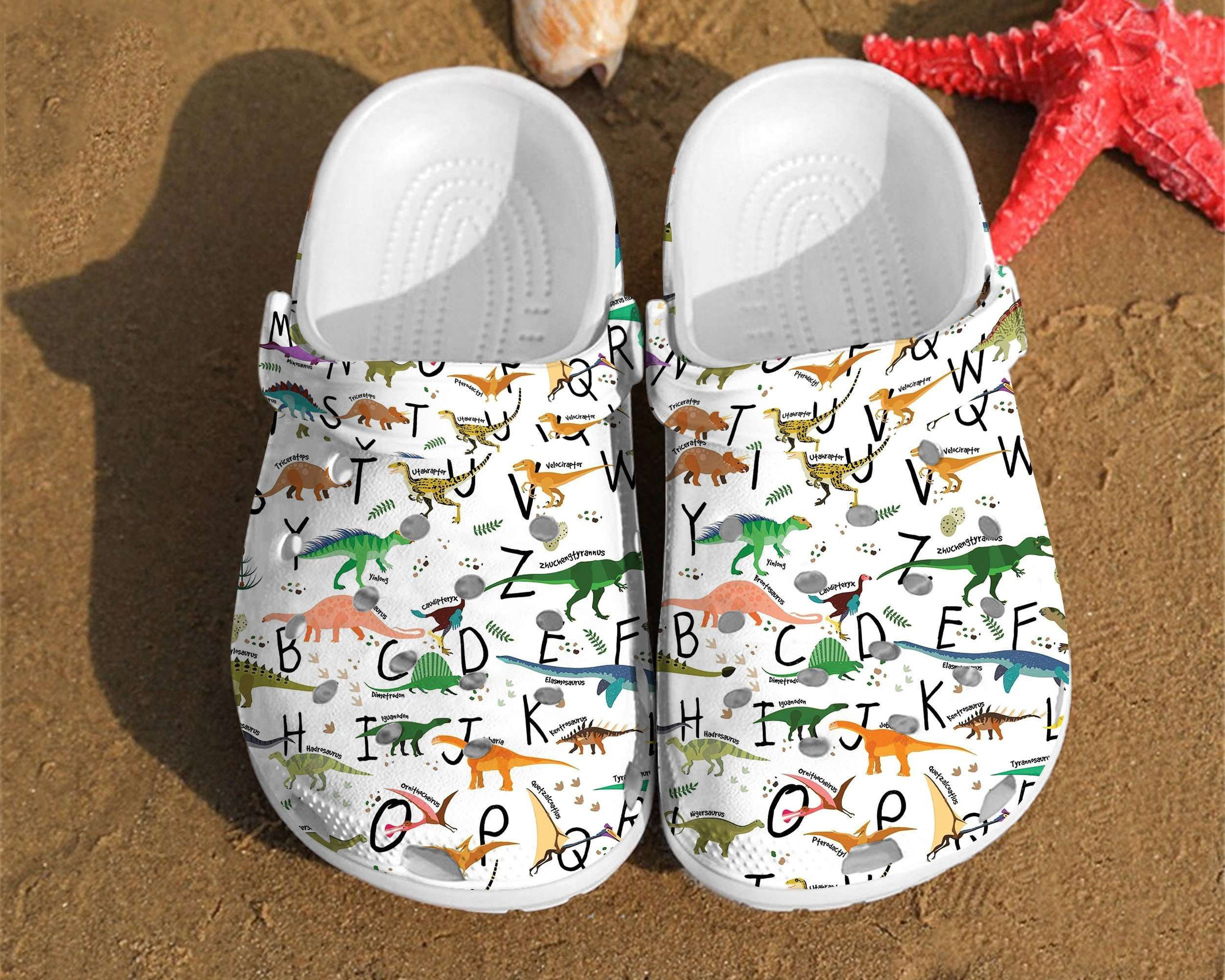 Dinosaur Alphabet Pattern Gift For Lovers Crocs Clog Shoes