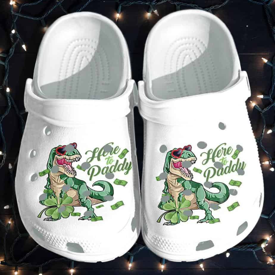Dinosaurs Crocs Shoes Shamrock Lucky St Patricks Day Croc Funny Shoes