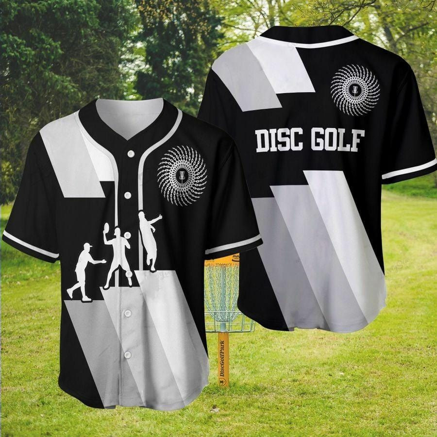 Disc Golf Black And White Art Baseball Jersey