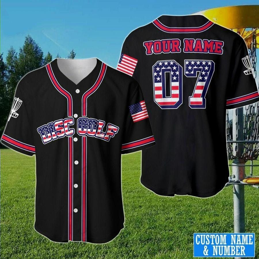 Disc Golf Black Flag Personalized And Number Baseball Jersey