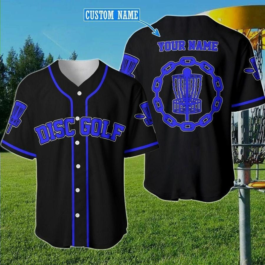 Disc Golf Chain Black And Blue Custom Name Baseball Jersey