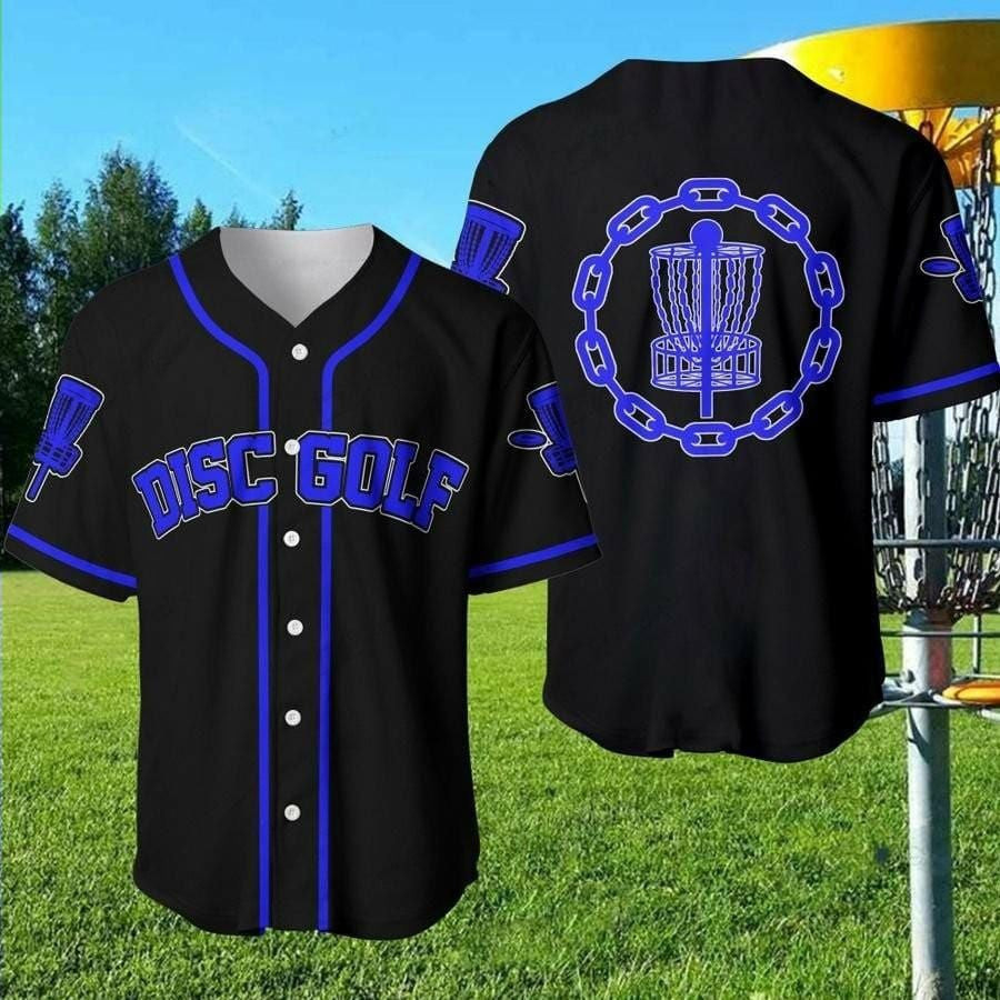 Disc Golf Chain Blue Baseball Jersey