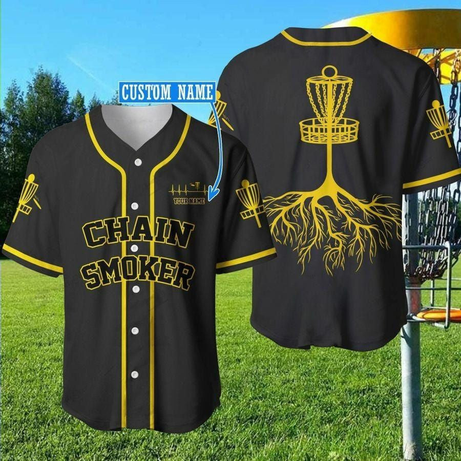 Disc Golf Chain Smoker Personalized Baseball Jersey