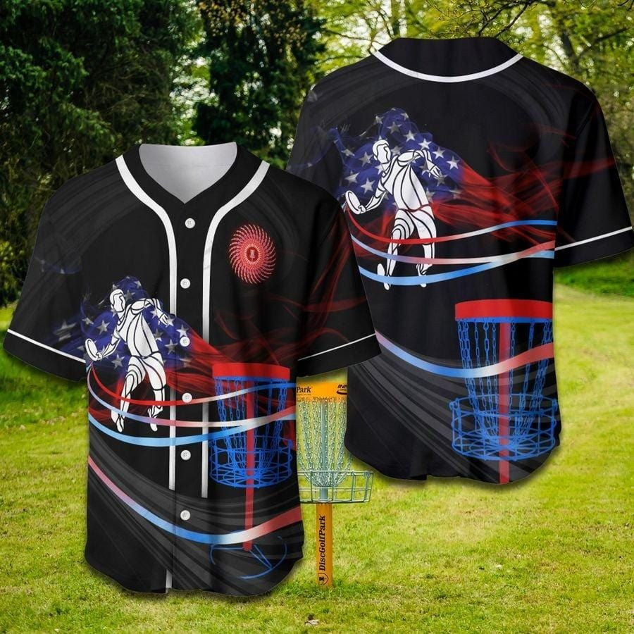 Disc Golf Flag Smoke Baseball Jersey