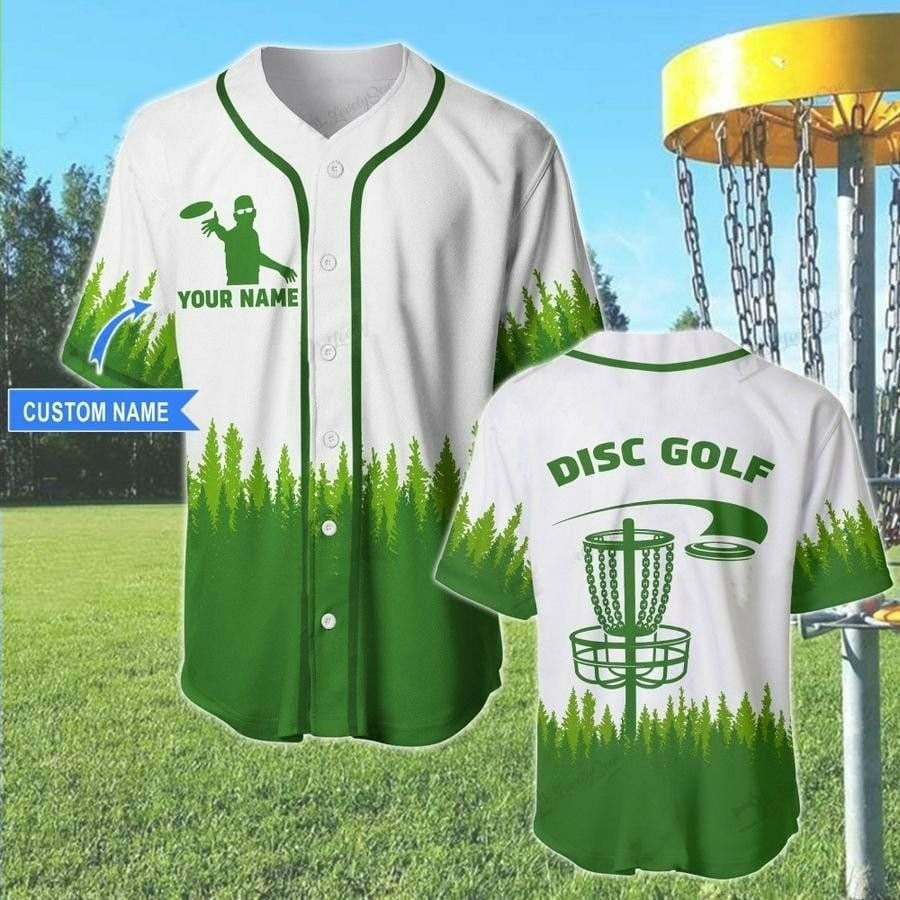 Disc Golf Green Custom Name Baseball Jersey